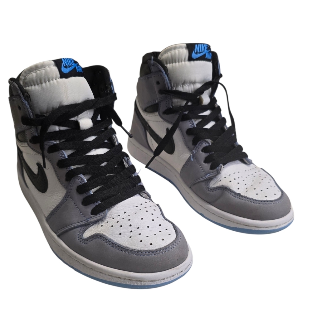 Nike Air Jordan Men's Blue and White High-Top Sneakers